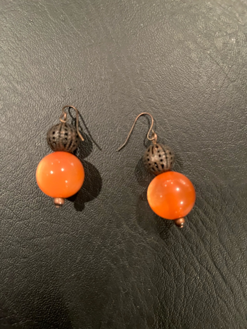 Orange Bead Drop Earrings - Women Jewelry
